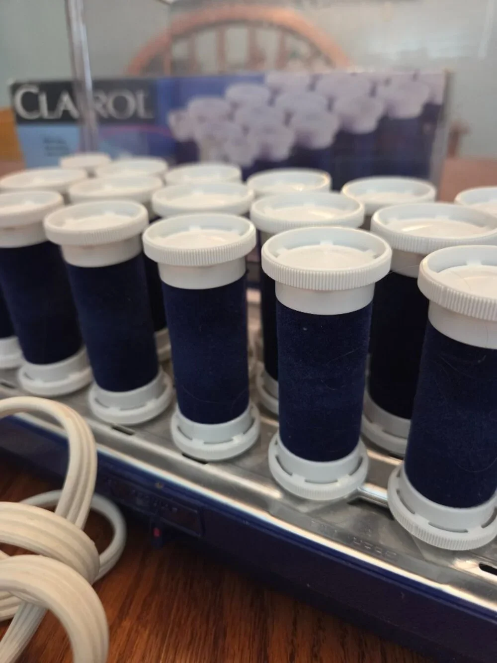 Vintage Clairol Aqua Curl Aqua Steam 20 Blue Velvet Rollers Model K-40